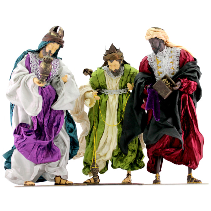 Re Magi in resina dipinta vestiti 50 cm Re Magi in resina dipinta vestiti 50 cm