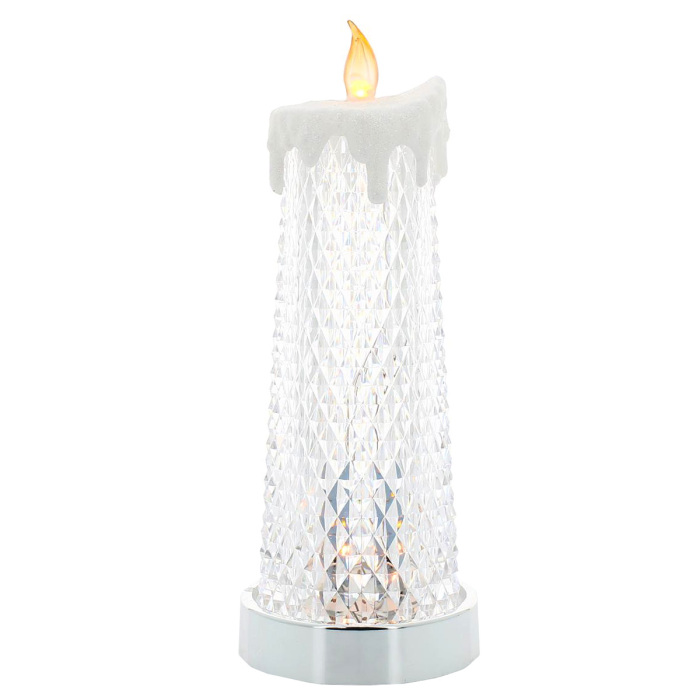Transparent plastic candle with flickering light 29 cm Transparent plastic candle with flickering light 29 cm