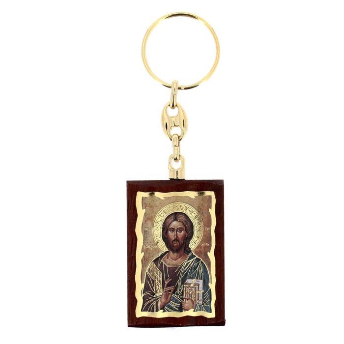Llavero Cristo Pantocrátor de madera 3,5x10 cm