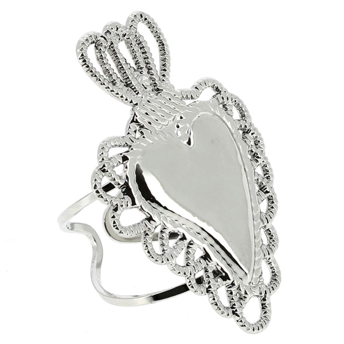 Anello Cuore decorato in acciaio Anello Cuore decorato in acciaio
