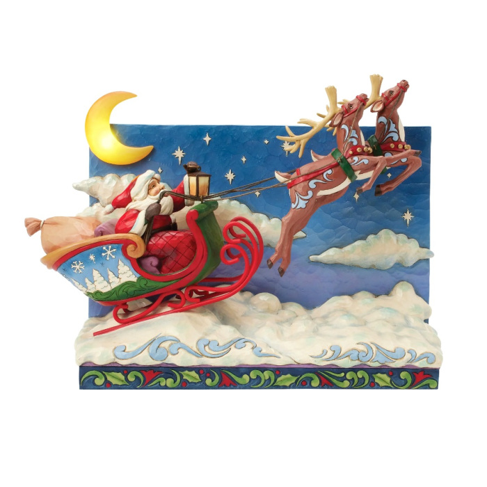 Trineo musical y luminoso con Papá Noel 29 cm Jim Shore 6017012