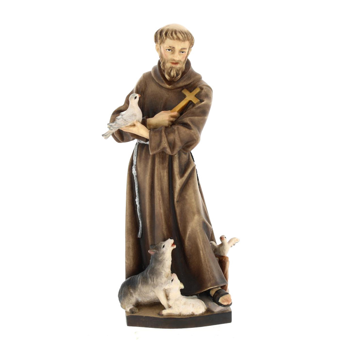 Estatua San Francisco De Asís de madera bruñida 20 cm Estatua San Francisco De Asís de madera bruñida 20 cm