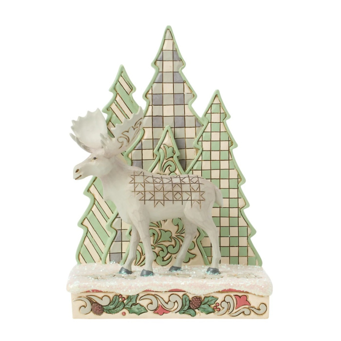 Statuetta Alce con alberi a strati 21 cm Jim Shore 6017173