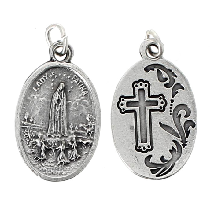 Medalla Virgen de Fátima plateada 1,5x2 cm