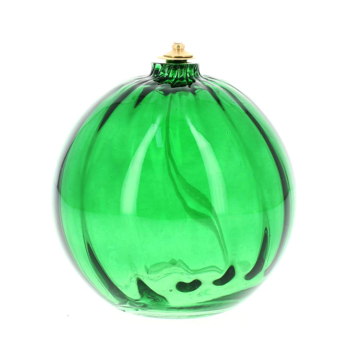 Lampada sfera vetro verde per cera liquida 12x13 cm