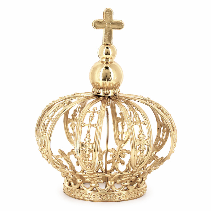 Corona dorada de plástico para estatua diámetro 6 cm Corona dorada de plástico para estatua diámetro 6 cm