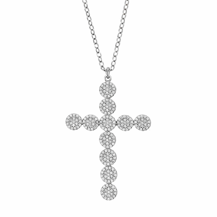 Silver Necklace with Cross and White Zirconia 30 × 40 mm Realis Silver Necklace with Cross and White Zirconia 30 × 40 mm Realis