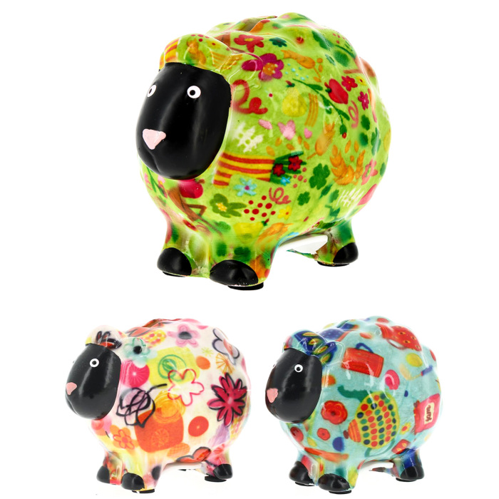 Salvadanaio Pecora Peluche 11,3x8,5x8 cm Pomme Pidou