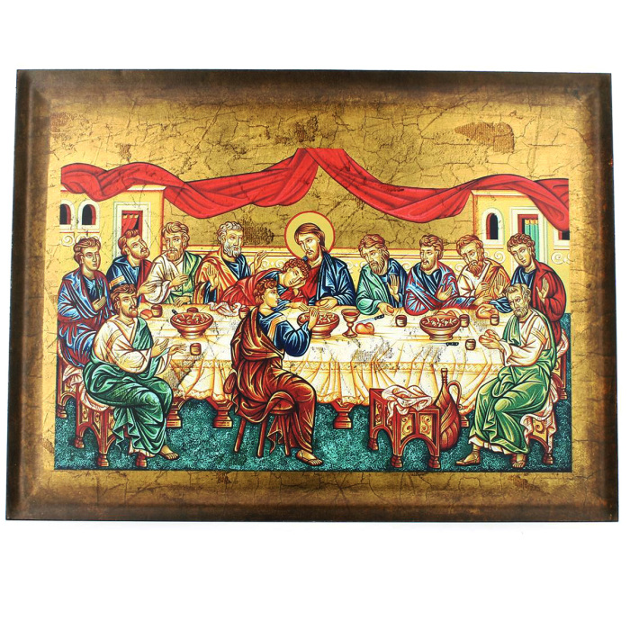 Last Supper icon on wood 48x36 cm Last Supper icon on wood 48x36 cm