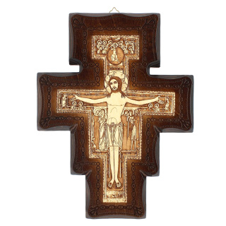 Saint Damien Crucifix in Wood 23x30 cm