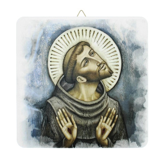 Cuadro San Francisco de Asís de madera 19x19 cm