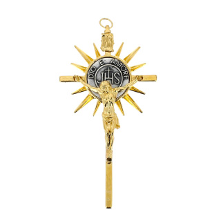 God is Love Gold-Coloured Metal Crucifix 6x11 cm