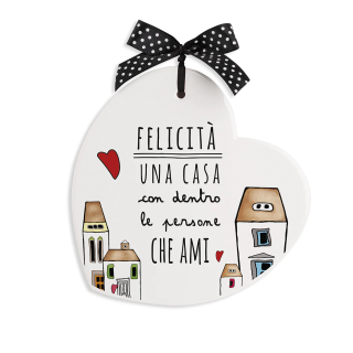Formella Pensieri e Parole Cuore Felicità 14×14 cm