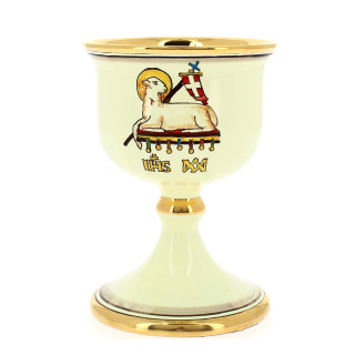 Decorated ceramic Chalice Agnus Dei decoration 15 cm
