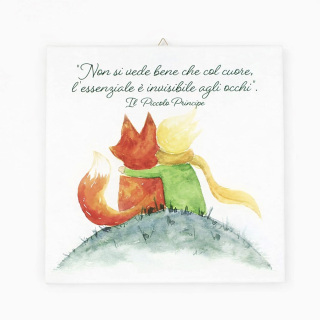 Cuadro El Principito y el Zorro con Frase Célebre 30x30 cm