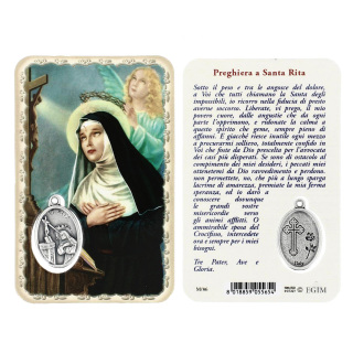 Estampa Santa Rita de Casia con Medalla 5,5x8,5 cm