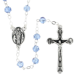 Rosario Lourdes Grani Celesti Sfaccettati 6 mm