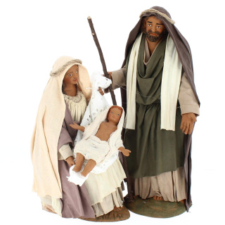 Natività con Gesù in braccio alla Madonna Terracotta Vestita 30 cm