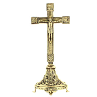 Altar Cross Double-Sided Burnished Brass 54 cm