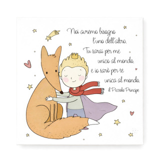 Tela decorativa El Principito y el Zorro con Frase Célebre 30x30 cm