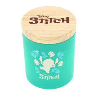 Vela de vidrio Stitch con fragancia de hojas de palma y manzana malaya
