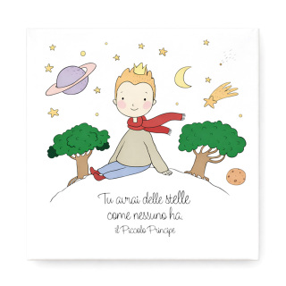 Cuadro El Principito con Estrellas y Frase Célebre 30x30 cm