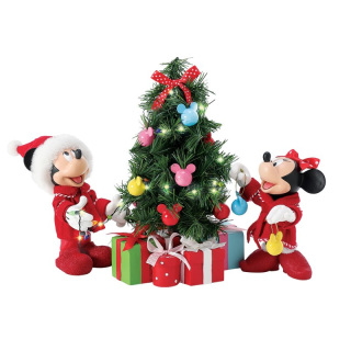 Mickey Mouse y Minnie con Árbol de Navidad 23 cm Dept. 56 6017664