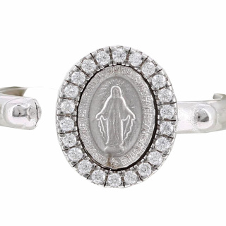 Anillo de Plata con Medalla Milagrosa y Circonios Realis