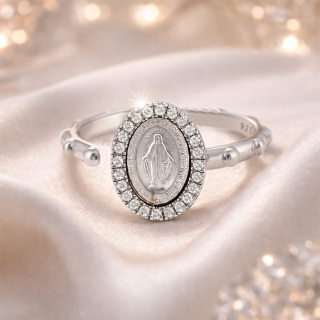 Anillo de Plata con Medalla Milagrosa y Circonios Realis