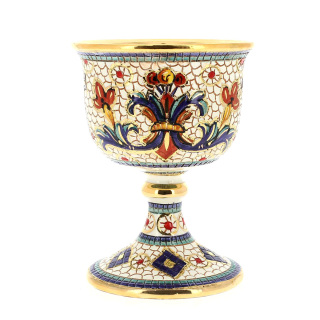 Byzantine style ceramic chalice Tau 15 cm
