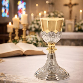 Marius Chalice in Chased Silver-Plated Brass 21 cm