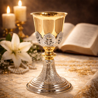 San Nicola Chalice in Chased Silver-Plated Brass 21.5 cm