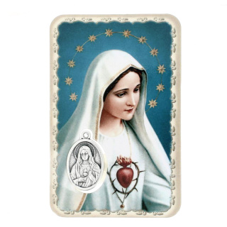 Tarjeta Sagrado Corazón de María con Medalla 55x85 mm