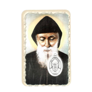 Tarjeta San Chárbel con medalla 55x85 mm