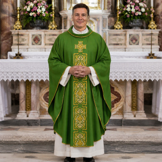 Pure Wool Chasuble with Cornely Embroidered Orphrey Gamma