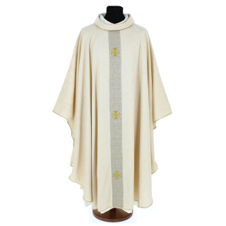 Casulla tela mixta con Cruces aplicadas Gamma