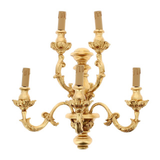 Applique legno dorato 5 bracci attacco elettrico 50 cm