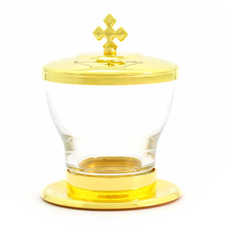 Glass and gilded metal vase Chrism oil  9,5 cm