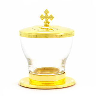 Glass and gilded metal vase Infirm oil 9,5 cm