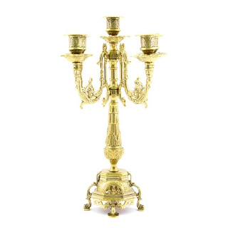 Candelabro 5 fiamme metallo dorato 40 cm