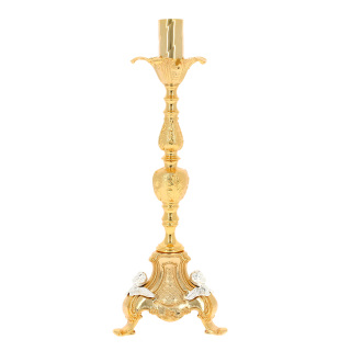 Candeliere in ottone dorato lavorato 38 cm