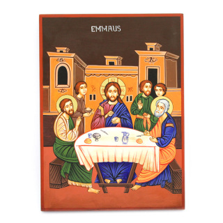 Icono Cena Emaús pintada a mano 30x22 cm