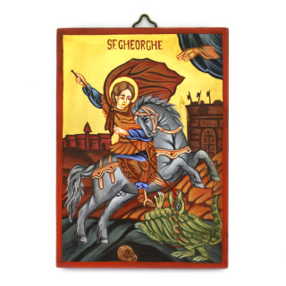 Icono San Jorge pintado a mano 10x14 cm