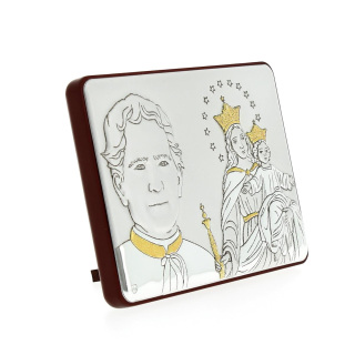 Cuadro de aluminio de Don Bosco y María Auxiliadora  10x7 cm Cipolletti