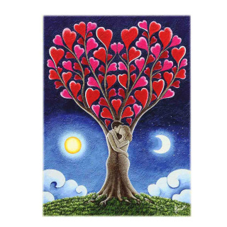 Cuadro de madera Árbol de Corazones 10X10 cm