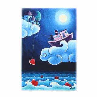 Cuadro de madera decorado Barco 20X30 cm
