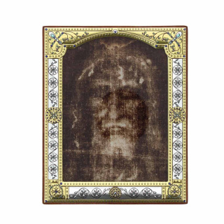 Cuadro de la Sábana Santa sobre vidrio 11,5x14 cm