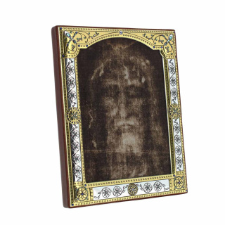 Cuadro de la Sábana Santa sobre vidrio 11,5x14 cm