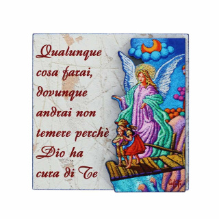 Guardian Angel Picture with phrase 10x10 cm Stefano Calisti