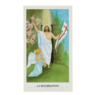 Imagen Resurrección-E con oración 6x11 cm 100 uds
